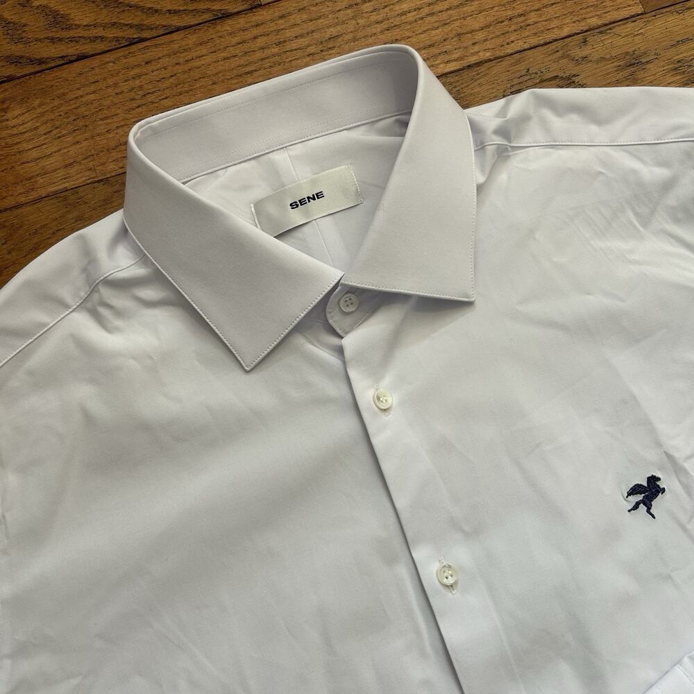 Sene Custom Pegasus Bamboo Performance Stretch White Button Up Shirt XL